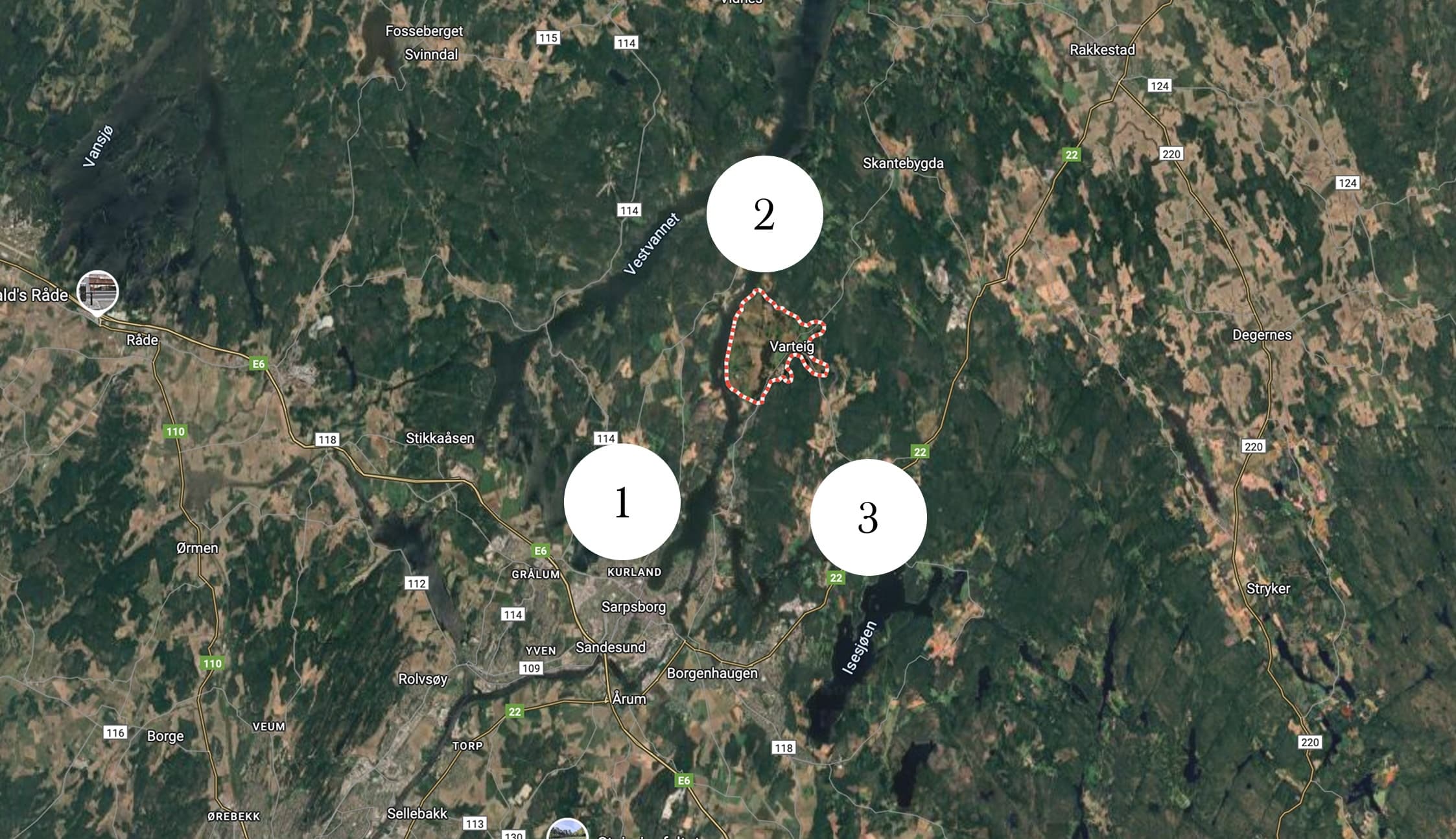 Map showing bee locations